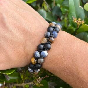 Steve Madden Black and Blue Beaded Bracelet